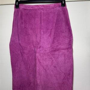EUC Vintage Pink Magenta Suede Leather Skirt Women’s Size 10 Medium